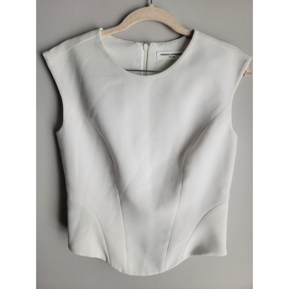 Amanda Uprichard Ivory Sleeveless Corset Seam Peplum Top XS White Structured
